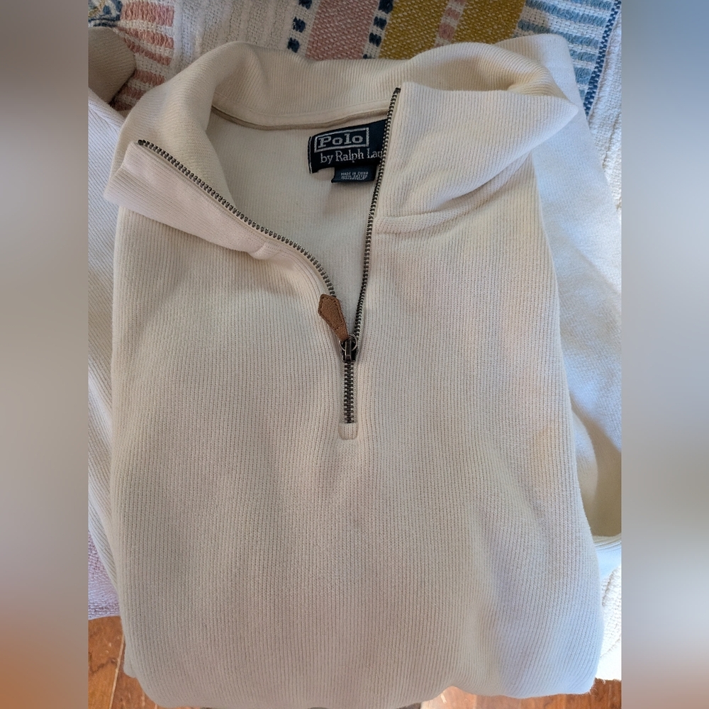 Ralph Lauren Cream Half-Zip Cowl Sweater